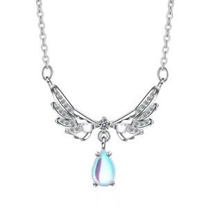 925 Silver Angel Wings Sparkly Necklace